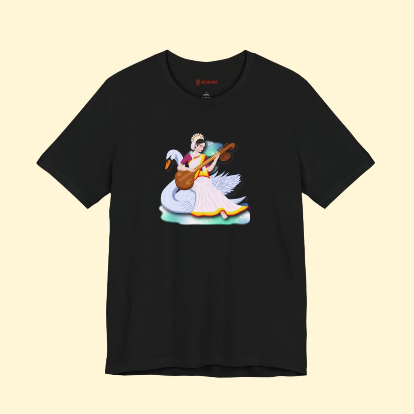 Saraswati Devi T-Shirt | Celestial River of Wisdom Collection
