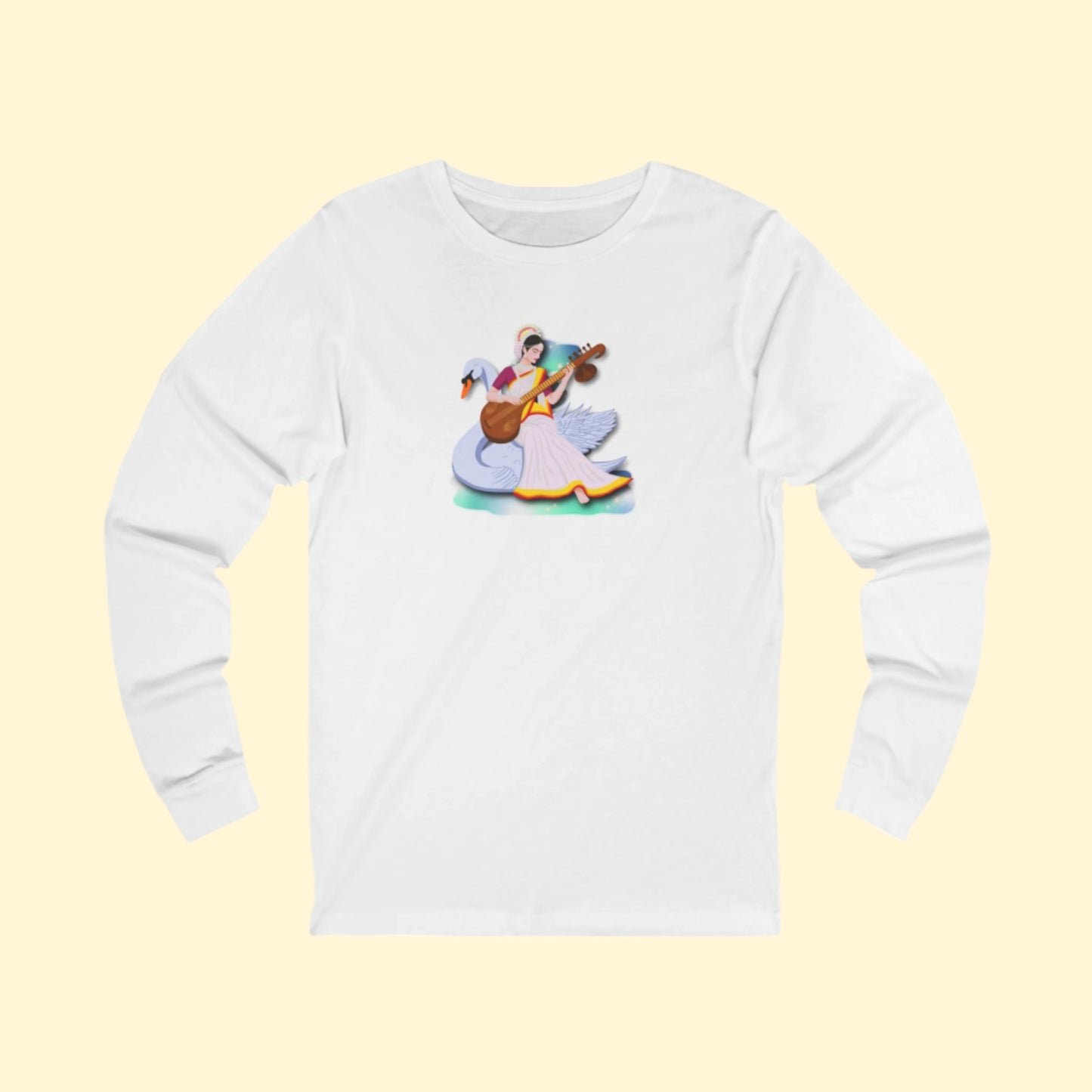 Saraswati Devi Long Sleeve Tee | Celestial River of Wisdom Collection