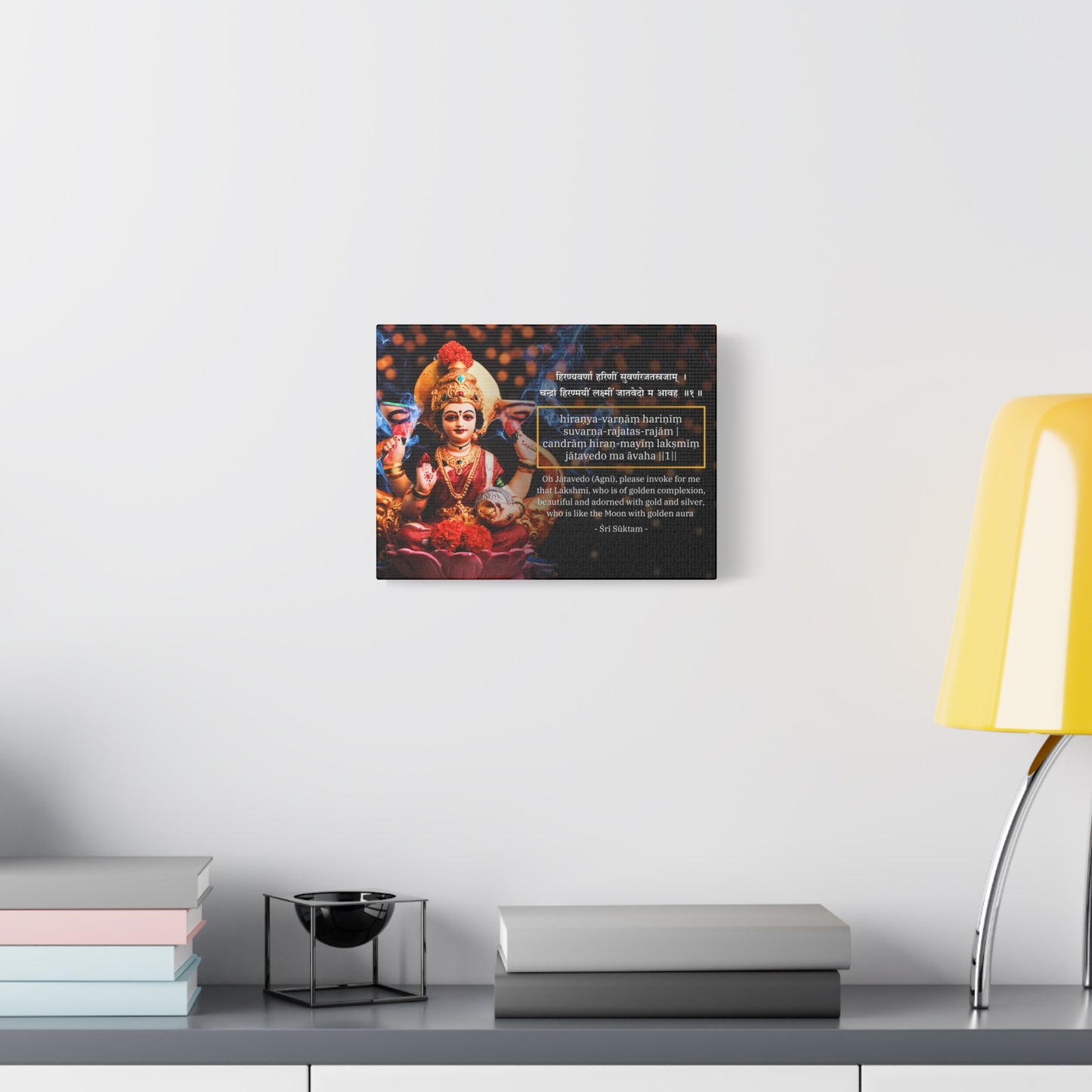 Mother Lakshmi with Sri Suktam Verse - Spiritual Wall Art Canvas