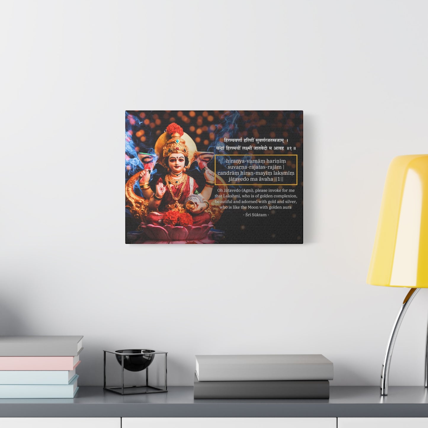 Mother Lakshmi with Sri Suktam Verse - Spiritual Wall Art Canvas