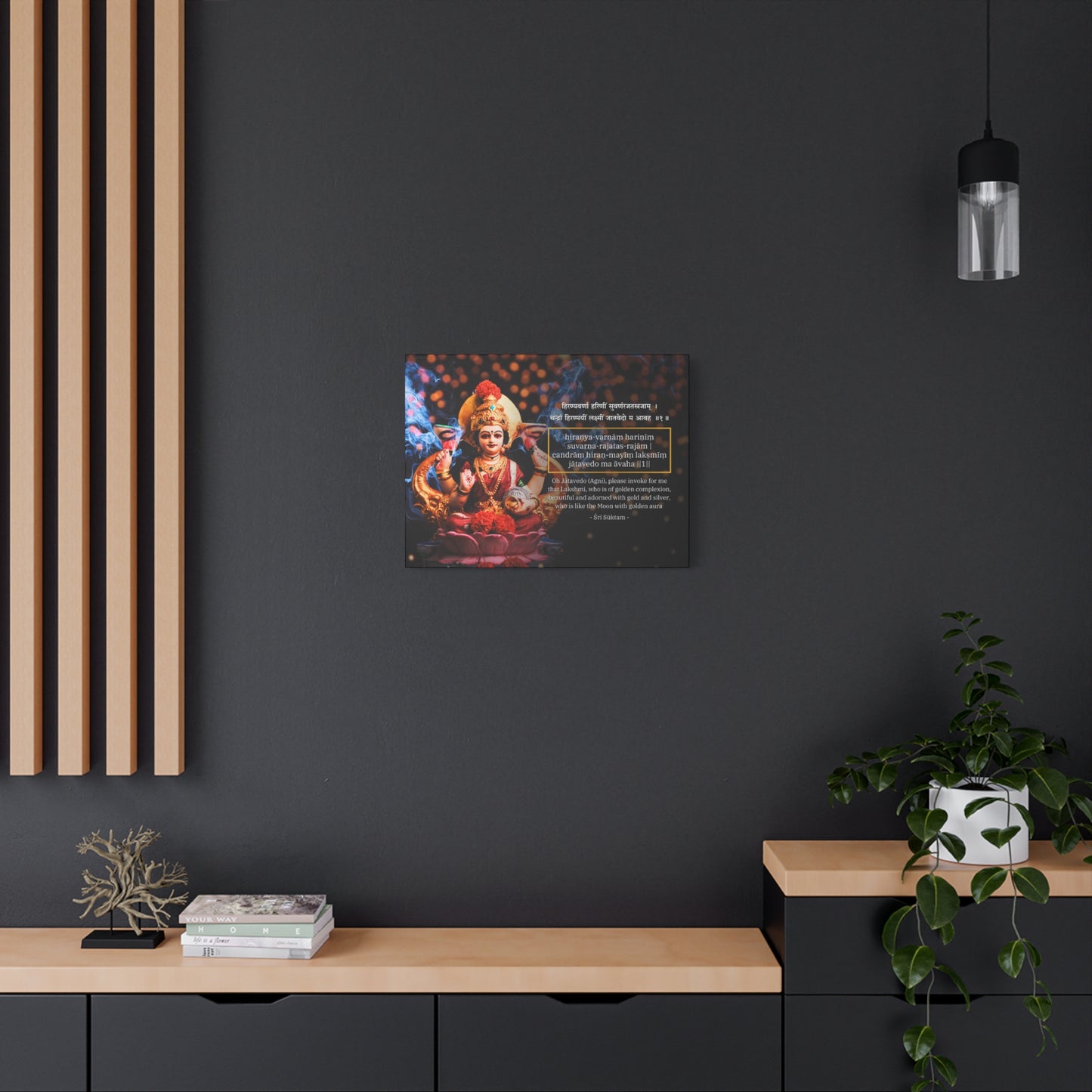 Mother Lakshmi with Sri Suktam Verse - Spiritual Wall Art Canvas