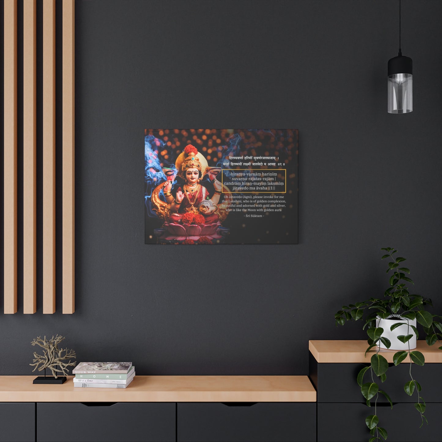 Mother Lakshmi with Sri Suktam Verse - Spiritual Wall Art Canvas
