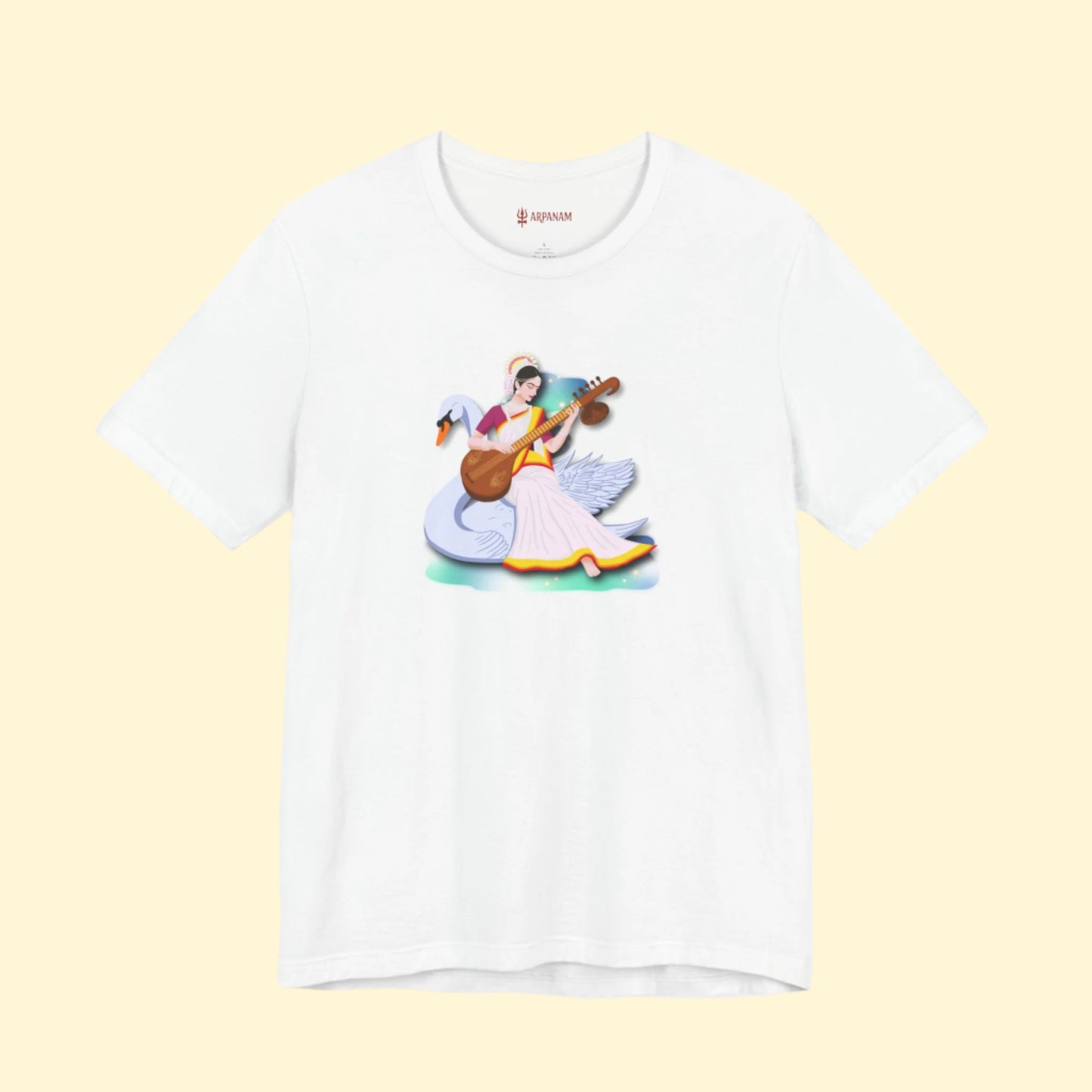 Saraswati Devi T-Shirt | Celestial River of Wisdom Collection