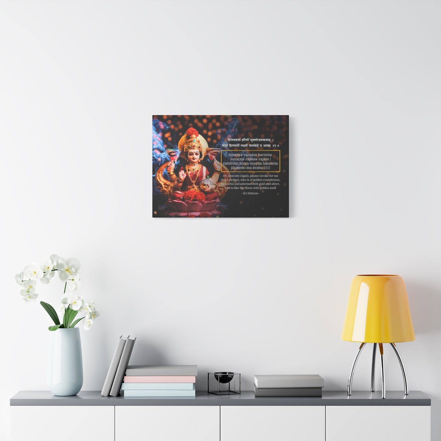 Mother Lakshmi with Sri Suktam Verse - Spiritual Wall Art Canvas