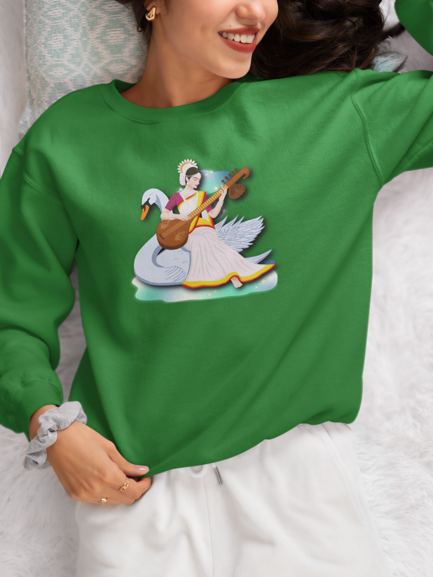 Saraswati Devi Sweatshirt | Celestial River of Wisdom Collection