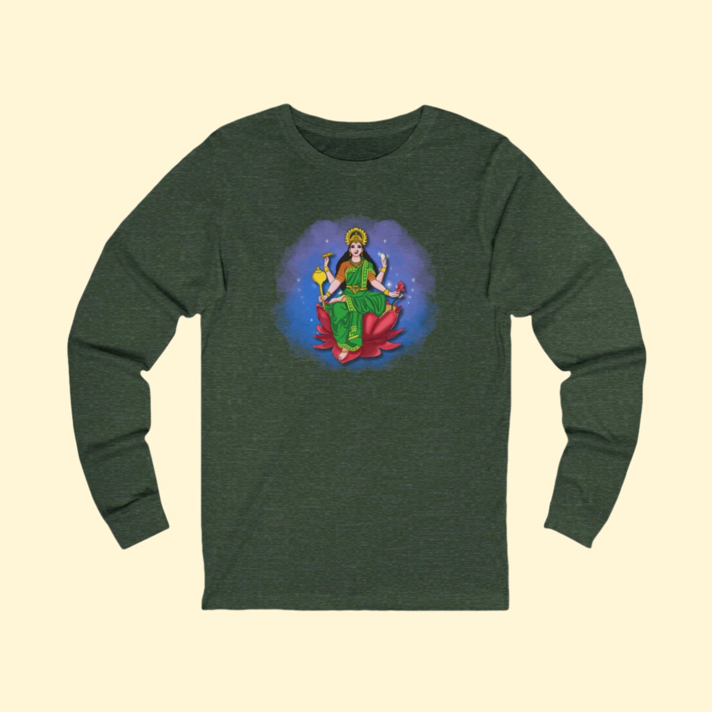 Radiant Lakshmi Devi Long Sleeve Shirt | Divine Abundance Collection