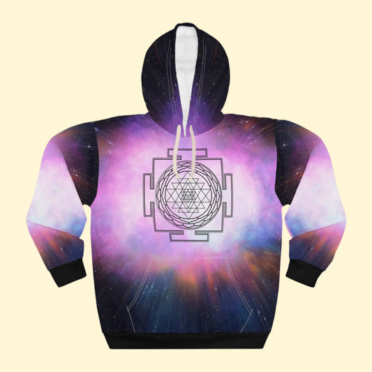 The Cosmic Sri Yantra – Celestial Alignment Unisex Hoodie - All Over Print