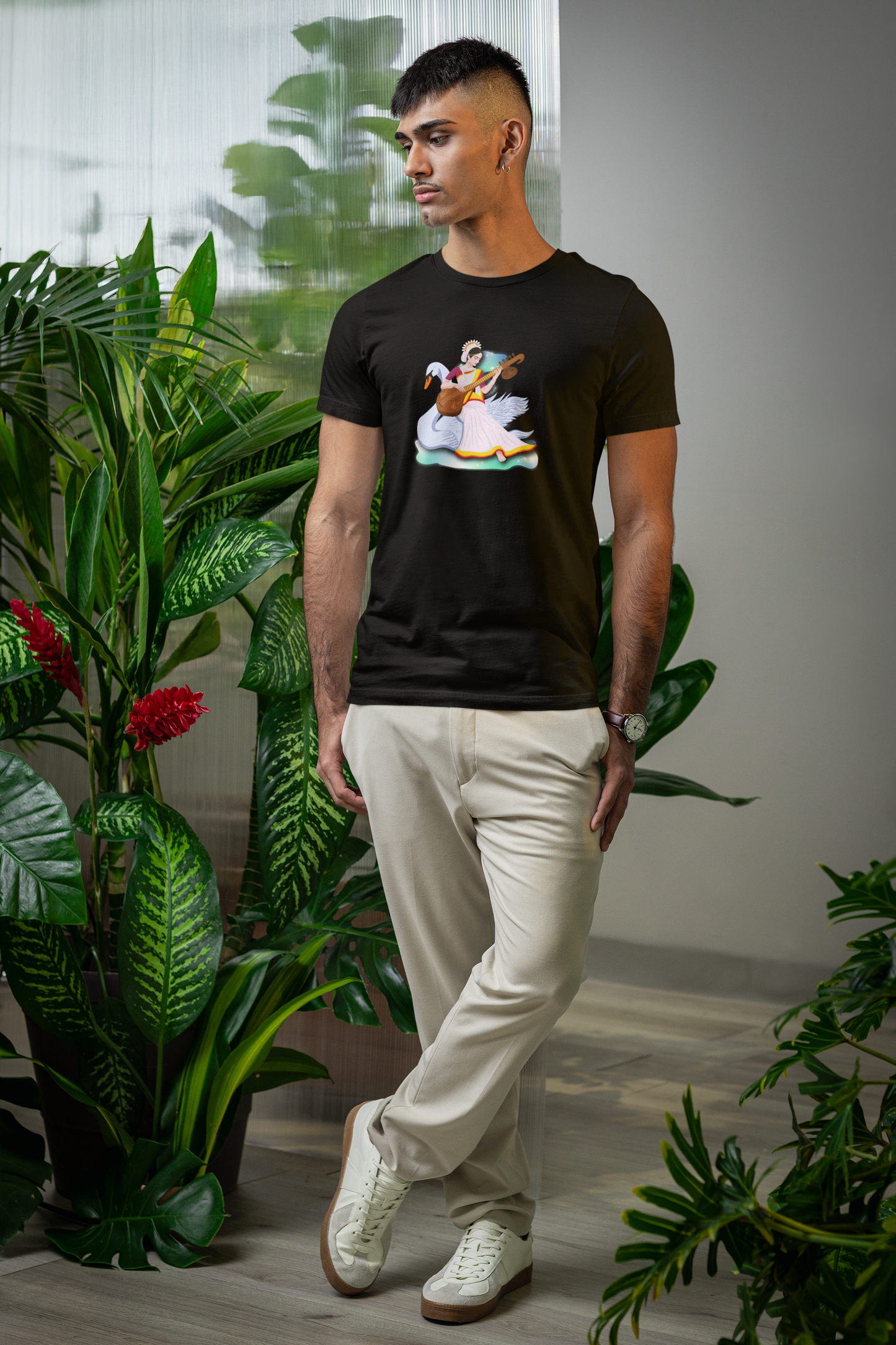 Saraswati Devi T-Shirt | Celestial River of Wisdom Collection