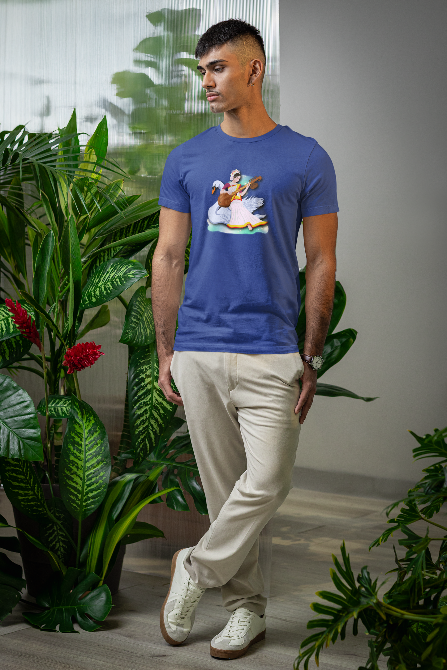 Saraswati Devi T-Shirt | Celestial River of Wisdom Collection