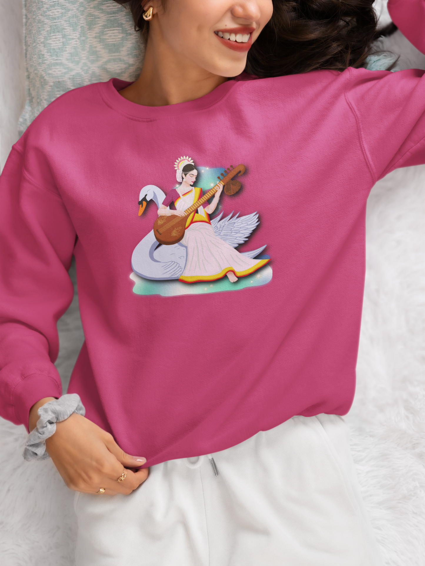 Saraswati Devi Sweatshirt  | Celestial River of Wisdom Collection