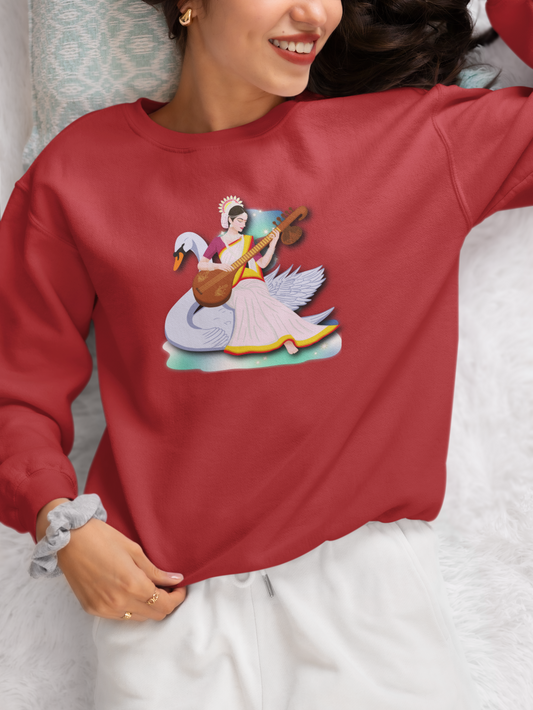 Saraswati Devi Sweatshirt  | Celestial River of Wisdom Collection
