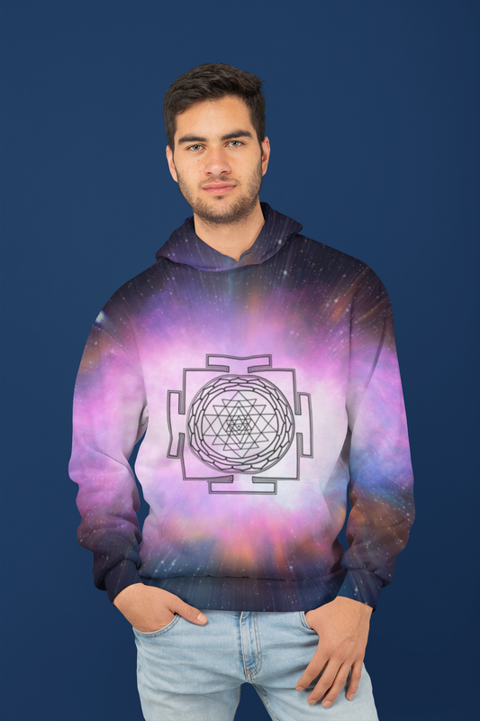 The Cosmic Sri Yantra – Celestial Alignment Unisex Hoodie - All Over Print